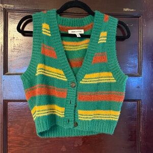 Urban Outfitters Striped V-Neck button down Sweater Vest